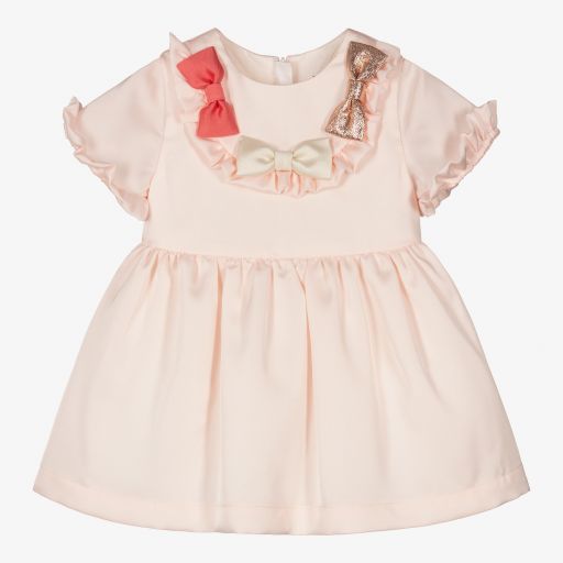 Hucklebones London-Розовое атласное платье и трусики для малышей | Childrensalon Outlet