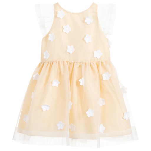 Hucklebones London-Yellow & White Organza Dress | Childrensalon Outlet