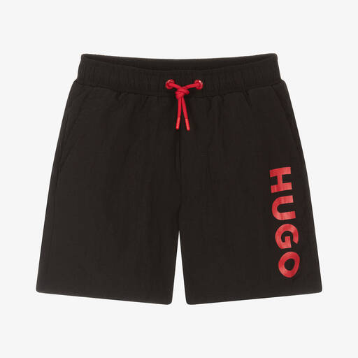 HUGO-Badeshorts in Schwarz und Rot | Childrensalon Outlet