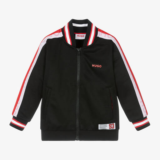 HUGO-Boys Black Stripe Zip-Up Track Top | Childrensalon Outlet