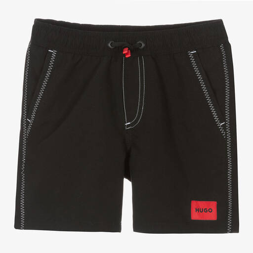 HUGO-Boys Black Swim Shorts | Childrensalon Outlet