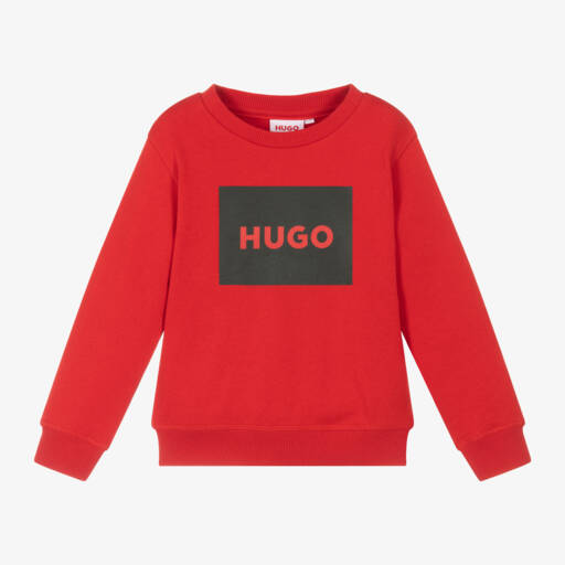 HUGO-Boys Cotton Red Pullover | Childrensalon Outlet