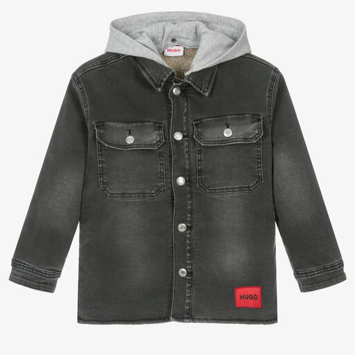 HUGO-Boys Grey Denim Jacket  | Childrensalon Outlet