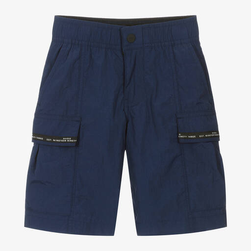HUGO-Boys Navy Blue Cargo Shorts | Childrensalon Outlet