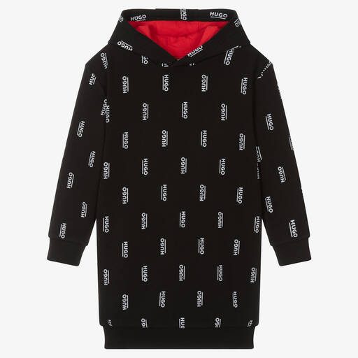 HUGO-Черное хлопковое платье для девочек | Childrensalon Outlet