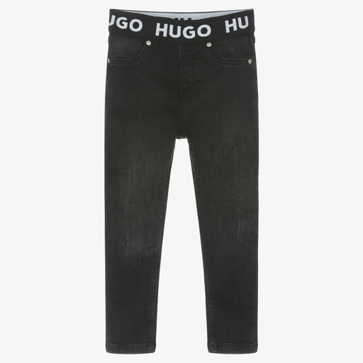 HUGO-جيغنغز قطن دنيم لون أسود للبنات | Childrensalon Outlet