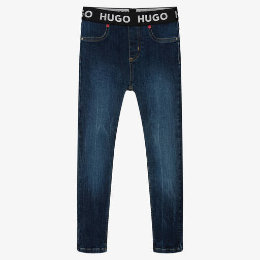 HUGO-Girls Blue Relaxed Skinny 935 Jeggings | Childrensalon Outlet