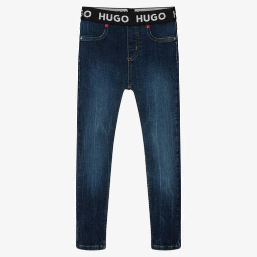 HUGO-Girls Blue Relaxed Skinny 935 Jeggings | Childrensalon Outlet