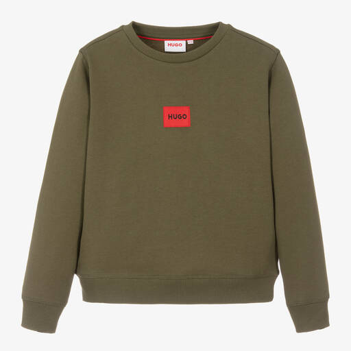 HUGO-Зеленый хлопковый свитшот | Childrensalon Outlet