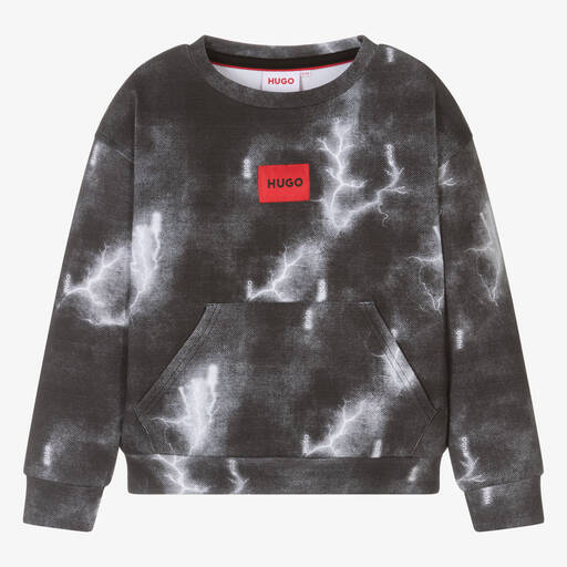 HUGO-Teen Boys Grey Lightning Sweatshirt | Childrensalon Outlet