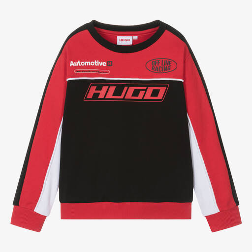 HUGO-Teen Boys Red Cotton Racing Sweatshirt | Childrensalon Outlet