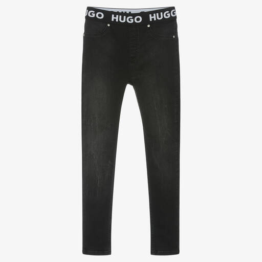 HUGO-جيغنغز قطن دنيم لون أسود تينز بناتي | Childrensalon Outlet