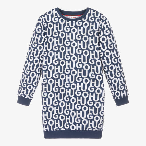 HUGO-Robe bleue en jersey de coton ado | Childrensalon Outlet