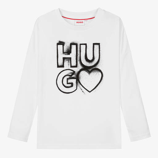 HUGO-Haut blanc en coton peinture ado | Childrensalon Outlet