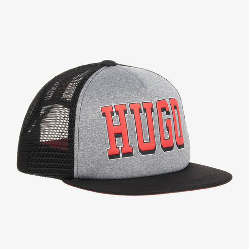 HUGO-Teen Grey & Black Mesh Cap | Childrensalon Outlet