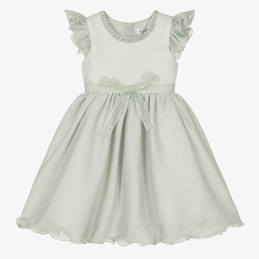 iAMe-Girls Green Chiffon & Satin Dress | Childrensalon Outlet