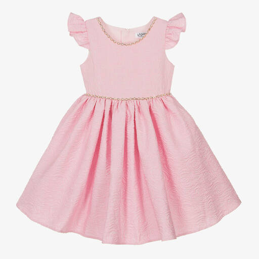 iAMe-فستان بروكار لون زهري مزين بديامنتي | Childrensalon Outlet