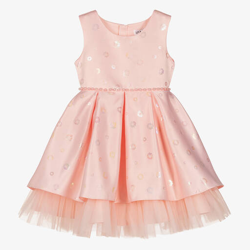 iAMe-Girls Pink Floral Satin Dress | Childrensalon Outlet