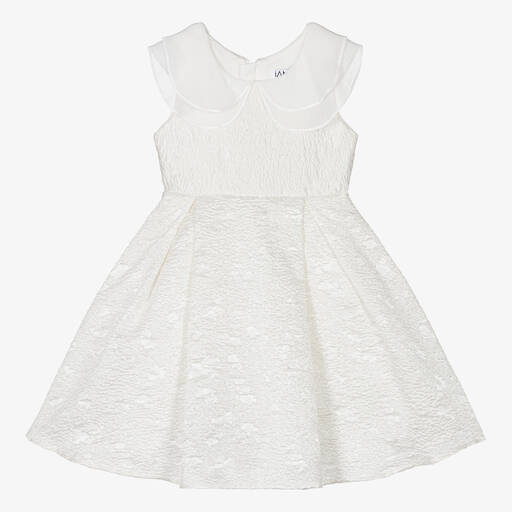 iAMe-Weißes Jacquard-Kleid für Mädchen | Childrensalon Outlet