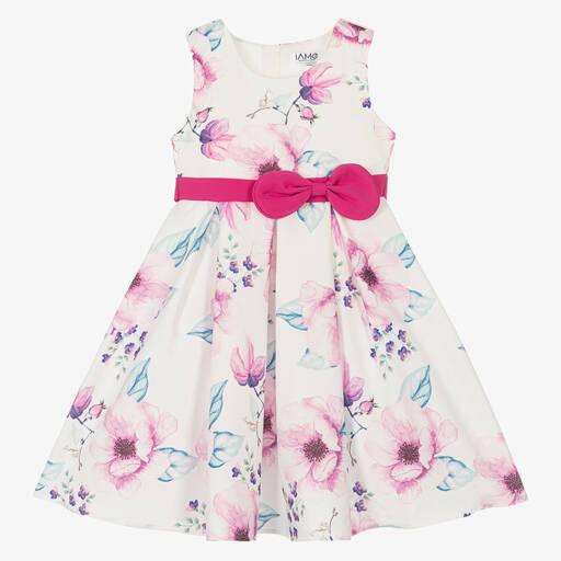 iAMe-Kleid mit Blumen in Weiß und Rosa | Childrensalon Outlet