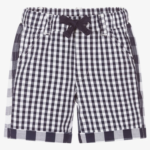 iDO Mini-Baby Boys Blue Check Shorts | Childrensalon Outlet