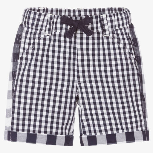 iDO Mini-Baby Boys Blue Check Shorts | Childrensalon Outlet