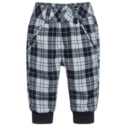 iDO Mini-Baby Boys Blue Check Trousers | Childrensalon Outlet