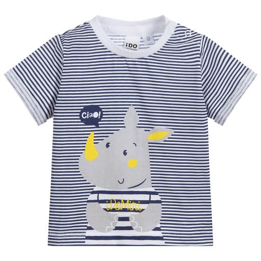 iDO Mini-Baby Boys Blue Cotton T-Shirt | Childrensalon Outlet