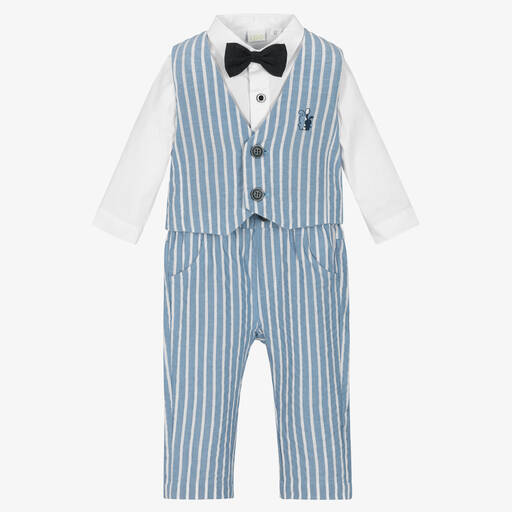 iDO Mini-Blau gestreiftes Babyhosen-Set | Childrensalon Outlet