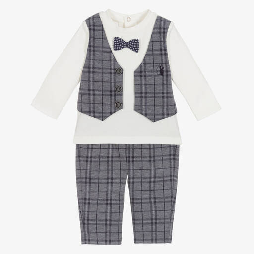 iDO Mini-Baby Boys Check Trousers Set | Childrensalon Outlet