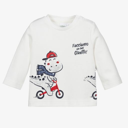 iDO Mini-Baby Boys Ivory Cotton Top | Childrensalon Outlet