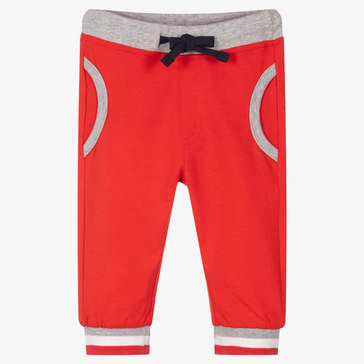 iDO Mini-Baby Boys Red Cotton Joggers | Childrensalon Outlet