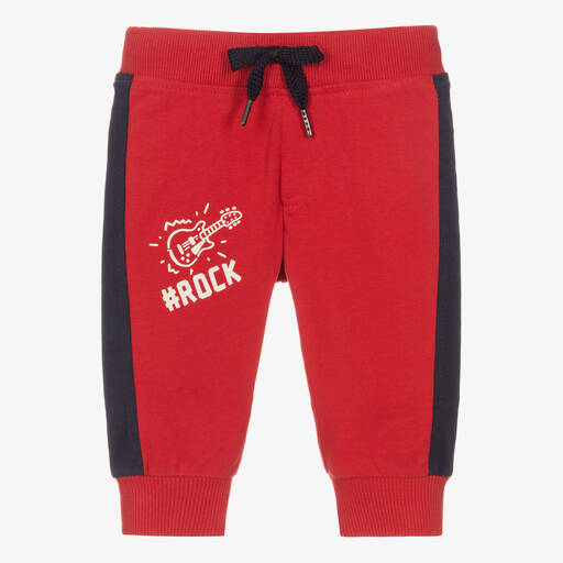 iDO Baby-Baby Boys Red Cotton Joggers | Childrensalon Outlet