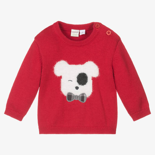 iDO Мини-Красный свитер из хлопка и шерсти с собачкой | Childrensalon Outlet