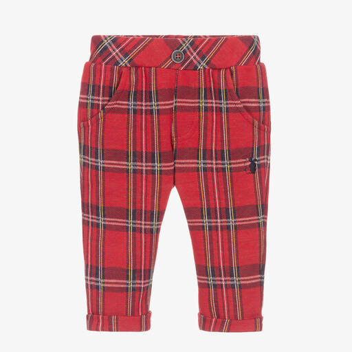 iDO Mini-Baby Boys Red Tartan Trousers | Childrensalon Outlet
