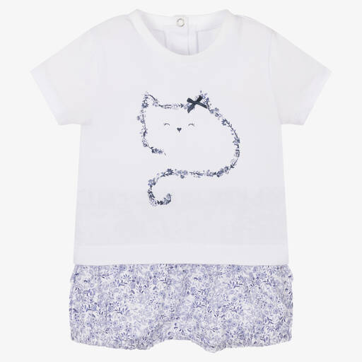 iDO Mini-Baby Girls Blue Floral Shorts Sets | Childrensalon Outlet