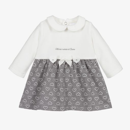 iDO Mini-Baby Girls Ivory & Grey Dress | Childrensalon Outlet