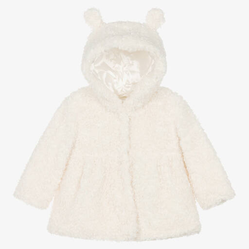 iDO Mini-Baby Girls Ivory Sherpa Fleece Coat | Childrensalon Outlet