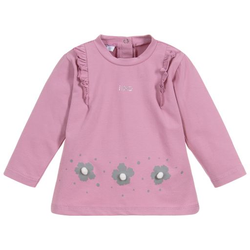 iDO Mini-Baby Girls Pink Cotton Top | Childrensalon Outlet