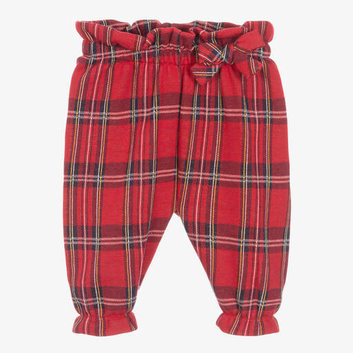 iDO Mini-Baby Girls Red Tartan Trousers | Childrensalon Outlet
