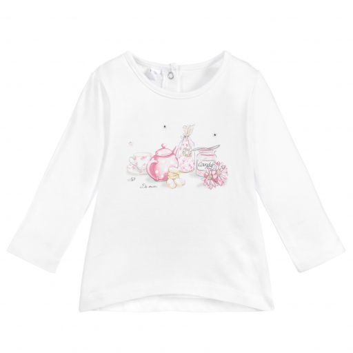 iDO Mini-Baby Girls White Cotton Top | Childrensalon Outlet