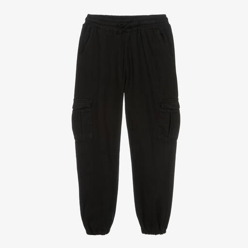 iDO Junior-Black Cotton Cargo Joggers | Childrensalon Outlet