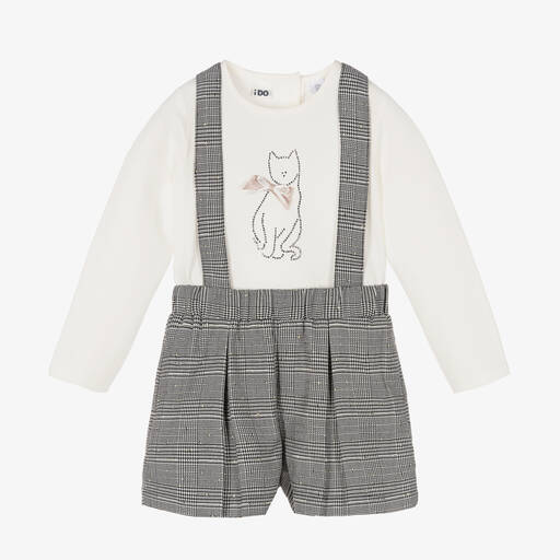 iDO Малыши-Кремовый топ и черные шорты в клетку | Childrensalon Outlet