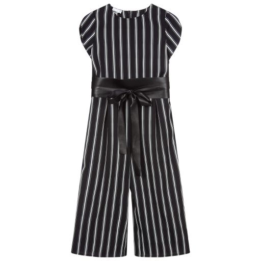 iDO Junior-Black & Ivory Striped Jumpsuit | Childrensalon Outlet