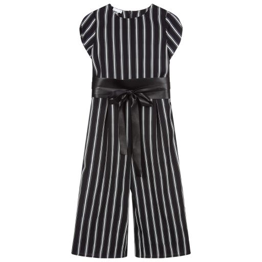 iDO Junior-Gestreifter Jumpsuit in Schwarz und Elfenbein | Childrensalon Outlet