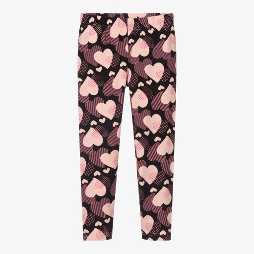 iDO Baby-Black & Pink Hearts Leggings | Childrensalon Outlet