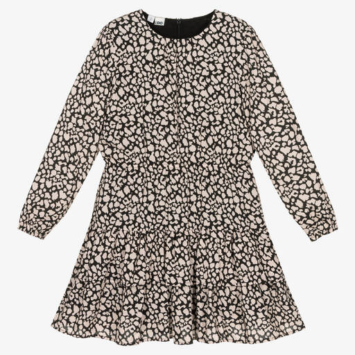 iDO Junior-Black & Pink Leopard Dress | Childrensalon Outlet