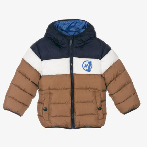 iDO Baby-Blue & Brown Puffer Jacket | Childrensalon Outlet