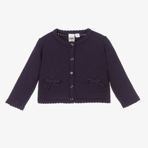 iDO Junior-Blue Cotton Knit Baby Cardigan | Childrensalon Outlet