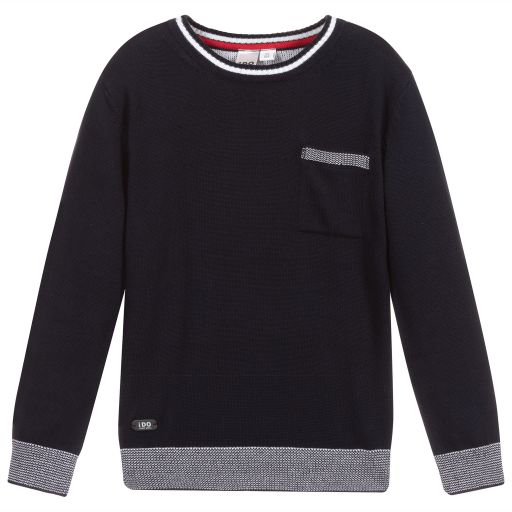 iDO Baby-Blue Knitted Cotton Sweater | Childrensalon Outlet